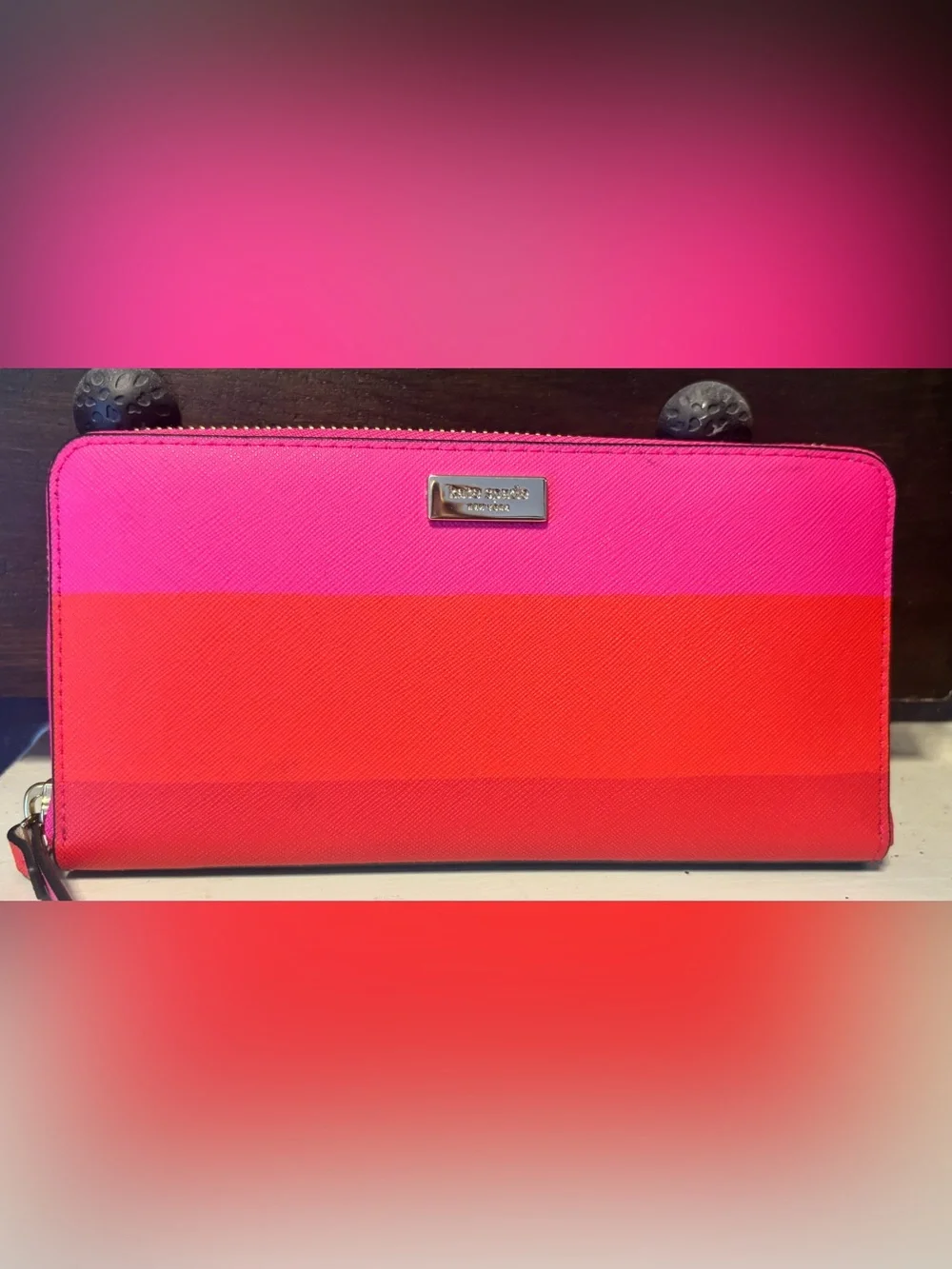 Kate Spade Laurel Way Neda Bonita Stripe Continental Wallet – Pink/Red Multi